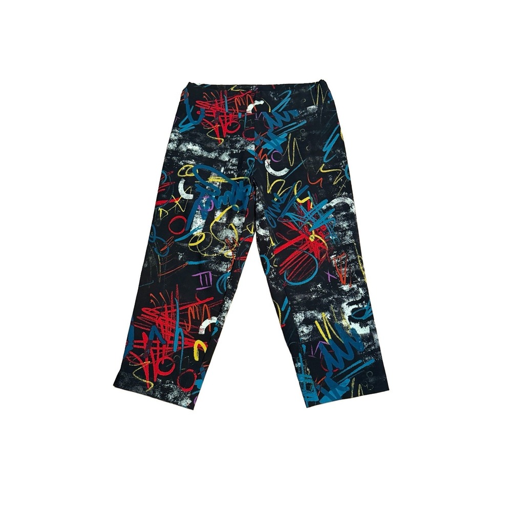Vtg 80s All Hours Graffiti Leggings Size S Crop Stretch Grunge Psychedelic Retro